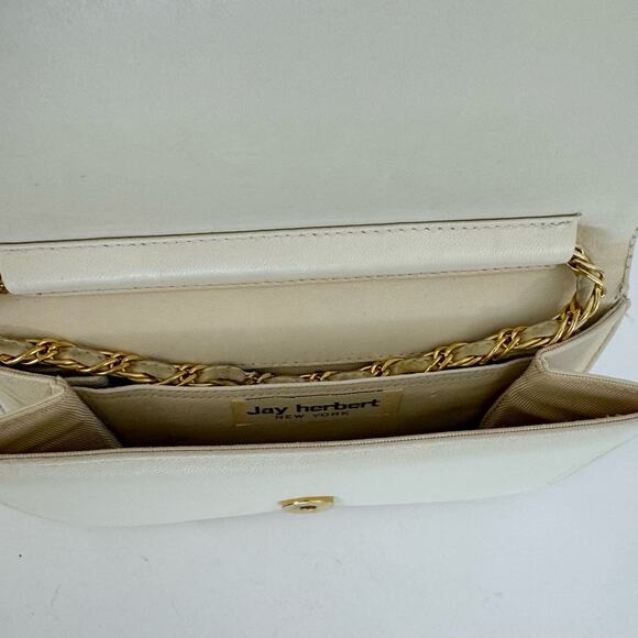 Jay Herbert New York Vintage Quilted Purse with Gold-Tone Chain Strap Cream - Picture 8 of 10